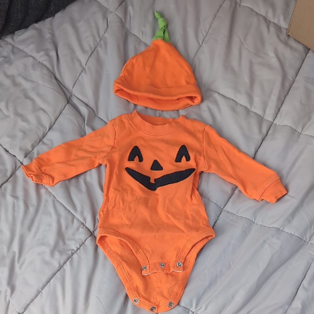 Carter's Orange Pumpkin Outfit with Hat Halloween Costume 3M